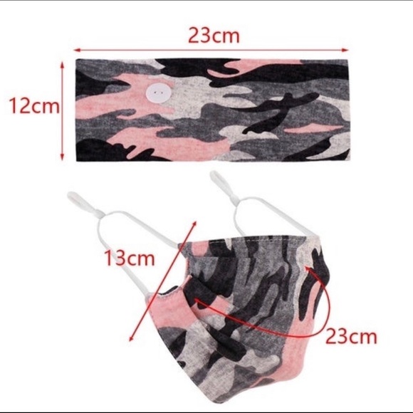 Brand New Face Mask & Headband Set Army Green Camo - Picture 4 of 12